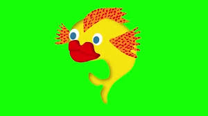 cartoon fish with blue eyes and big red