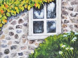House With Stone Wall Painting By