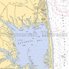 Delaware Dewey Beach Nautical Chart Decor
