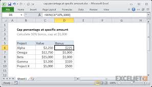 Format c1 as a percentage. Excel Formula Cap Percentage At Specific Amount Exceljet