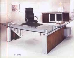 Omni Modern Glass Top Executive Desk On