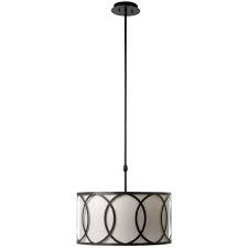 Hampton Bay Davenport 3 Light Oil Rubbed Bronze Pendant With White Fabric Drum Shade And Metal Overlay