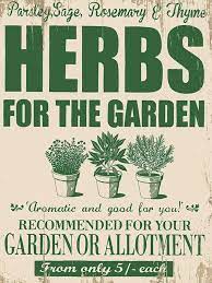 Garden Herbs Metal Wall Sign Vintage