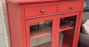 Red Ikea Hemnes Linen Cabinet