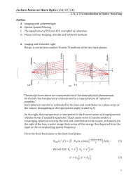 Lecture Notes On Wave Optics