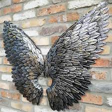 Silver Angel Wings Wall Art Metal Extra