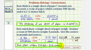 Ex Determine The Thickness And Weight Of A Piece Of Paper
