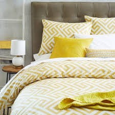 grey and yellow bedroom interior