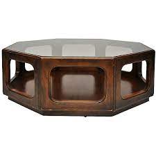 Octagonal Wood Glass Coffee Table