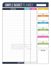 Simple Budget Planner Worksheet Fillable Personal
