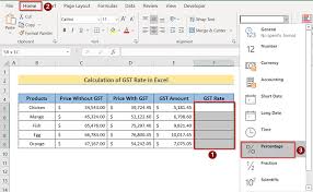 how to calculate gst in excel with