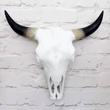 White Faux Cow Skull 3 Sizes Wall Mount