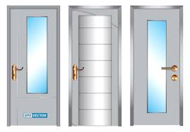 Set Of Realistic Modern White Door Or
