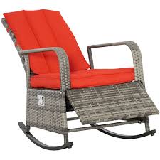 Outsunny Brown Rattan Recliner Rocking