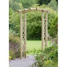 curved top garden arch with trellis