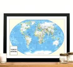Framed World Map With Push Pins Modern Slate World Travel Map Pin