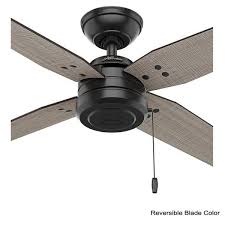 The traditional crestfield fan comes with led light with clear glass that will keep home interior inspired; Hunter Commerce 44 In Indoor Outdoor Matte Black Ceiling Fan 59636 The Home Depot Black Ceiling Fan Ceiling Fans Without Lights Ceiling Fan