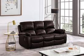 Roma Brown Leather Recliner 3 2 Sofa