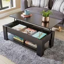 Black Wooden Coffee Table With Lift Up
