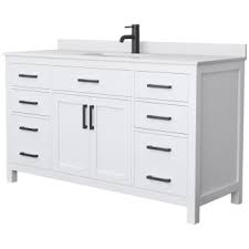 All wolf cultured marble bathroom countertops offer: Wyndham Collection Wcg242460swbwcunsmxx White White Cultured Marble Matte Black Hardware Beckett 60 Single Basin Bathroom Vanity With Cultured Marble Countertop And Undermount Sink Faucetdirect Com