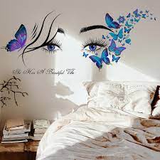 beauty eyes and erfly wall stickers