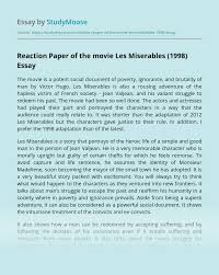 Whether you are a peer or a teacher, critiquing a review paper is an important duty for you and an important rite in the author's advancement as a writer. Reaction Paper Of The Movie Les Miserables 1998 Free Essay Example