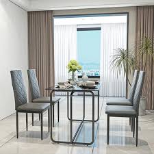 5 Piece Rectangle Dining Table Set With