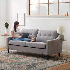 Brookside Ellen 75 In Slope Arm 3 Seater Sofa In Light Gray