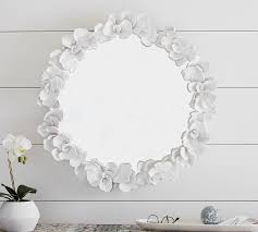 Round White Faux C Framed Wall Mirror