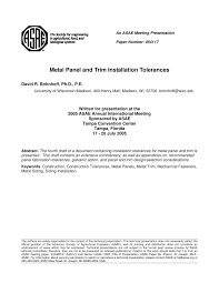 Pdf Metal Panel And Trim Installation Tolerances