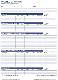 Free Workout Chart Template Fitness Workout Exercise Fitness
