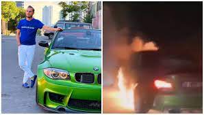 Ölümden döndü! Sosyal medya fenomeni Harun Taştan'ın lüks otomobili yandı
