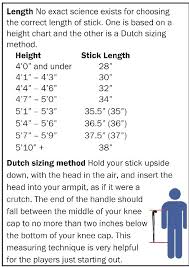 Field Hockey Stick Height Chart Field Hockey Stick Size Chart
