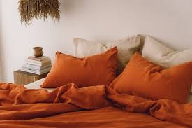 Burnt Orange Linen Bedding Set 1 Duvet