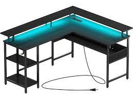 computer desk l shaped with led strip