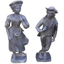 Pair Of English Lead Garden Statues
