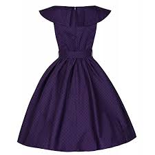 Lindy Bop Hetty Bow Shawl Collar Purple Swing Dress Buy