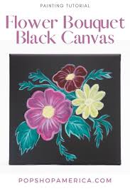 flower bouquet on black canvas painting