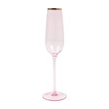 Pink Gold Rim Champagne Glass Set
