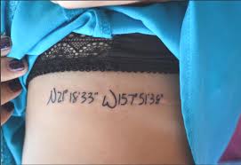 The rib cage is that part of the body that's a bit hidden and ideal for some cool rib cage tattoo designs that you may want to be seen by a few. Coordinates Tattoo On Rib Don T Care For The Font Though Tattoo Handgelenk Koordinaten Handgelenk