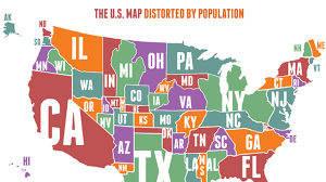 Usa map by googlemaps engine: The U S Map Distorted By Population Mental Floss