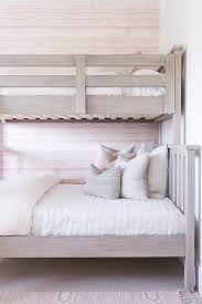 Light Brown Bunk Bed With Pale Pink