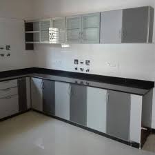 grey aluminium modular kitchen cabinet
