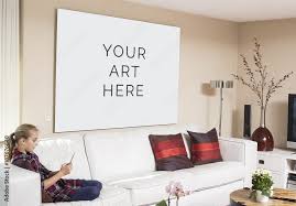 Large Wall Art In Living Room Mockup