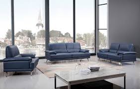 alcott modern sofa blue top grain leather