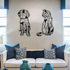 Metal Wall Art Geometric Cat And Dog