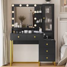 makeup vanity desk with mirror and