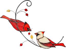 Cardinal Bird Stained Glass Window