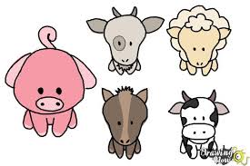 Group of farm animals drawing. How To Draw Farm Animals For Kids Drawingnow