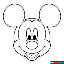 mickey mouse face coloring page easy